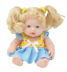 Muñeca bebé con cabello largo - Amarillo con azul