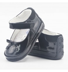 Zapato no tuerce charol negro velcro