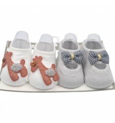 Set de 2 pares de medias para bebé niña niño – blanco gris.