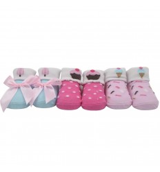 Set de 3 pares de medias para bebé niña – diferente diseños y colores pasteles.
