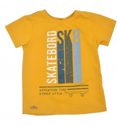 Camiseta manga corta cuello redondo skateboard – color amarillo.