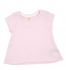 Camiseta manga corta básico cuello redondo niña – color rosa.