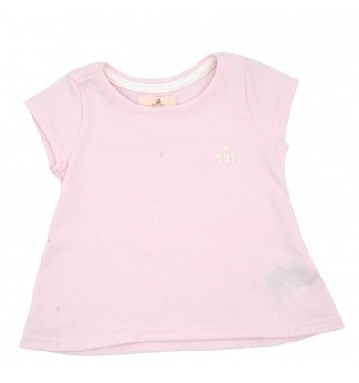 Camiseta manga corta básico cuello redondo niña – color rosa.