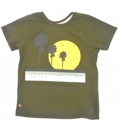 Camiseta manga corta básico cuello redondo niño– color verde.