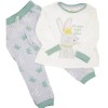 Pijama niña kids estampado conejo con corona, color verde y blanco.
