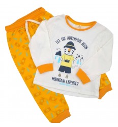 Pijama niño kids estampado tigre, color naranja y blanco.