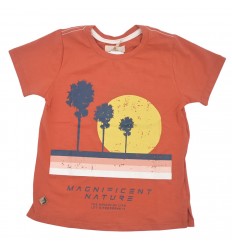 Camiseta manga corta tres arboles color naranja.