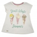 Camiseta manga corta tres helados color blanca.