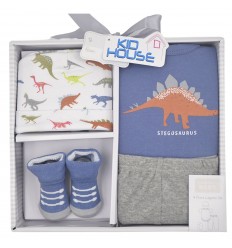Set de bebe cuatro piezas dinosaurios.