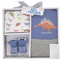 Set de bebe cuatro piezas dinosaurios.