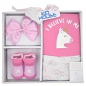 Set de bebe cuatro piezas unicornio.