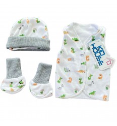 Set de ropa UCI para bebé prematura- dinosaurios verde naranja