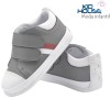 Tennis gris velcro dos rayas rojo blanco no tuerce