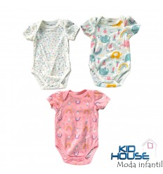 Set x 3 bodies para niña colores pastel