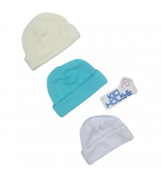 Set x 3 gorros para prematuros color blanco verde y beige