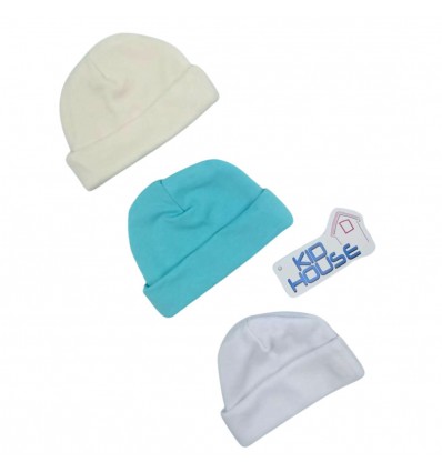 Set x 3 gorros para prematuros color blanco verde y beige