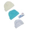 Set x 3 gorros para prematuros color blanco verde y beige