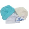 Set x 3 gorros para prematuros color blanco verde y beige