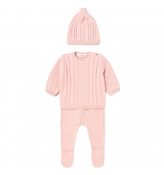 Conjunto en hilo 3 piezas color rosa