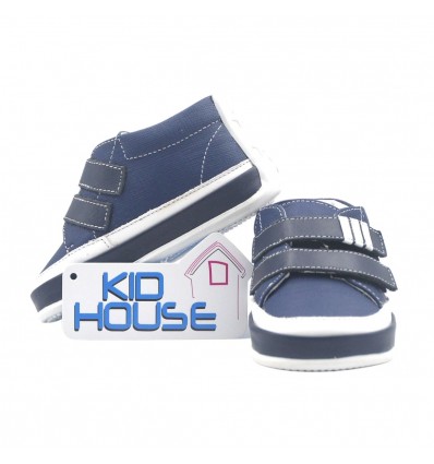 Tennis velcro color azul y blanco