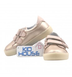 Tennis velcro moño color oro rosa