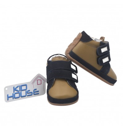 Bota para niño color caramelo x azul oscuro