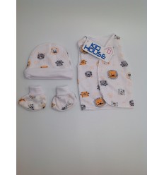 Set de UCÍ para prematuro animalitos gris x naranja