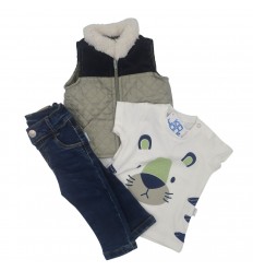 Conjunto de chaleco y jean para bebito