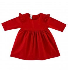 Vestido para niña manga larga en color rojo.