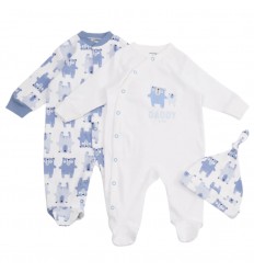 Set de 2 pijamas para bebé y gorro - osos