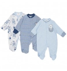 Set de 3 pijamas para bebé - oso pescador