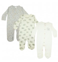 Set de 3 pijamas para bebé - elefantes