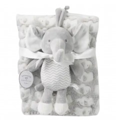 Cobertor para bebé con estampado y sonajero de elefante