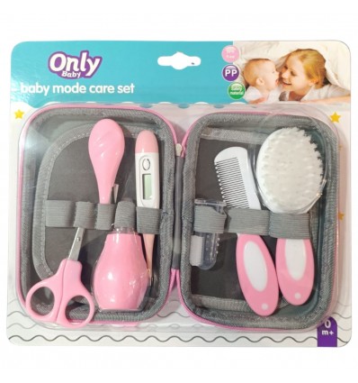 kit para el cuidado del bebé color rosado