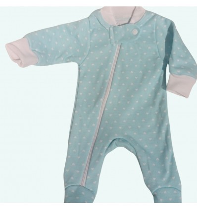 Pijama para prematuro verde- corazones