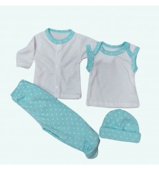 conjunto para bebé prematuro blanco x verde corazones
