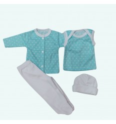 conjunto para bebé prematuro verde corazones