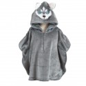 Ruana perro siberiano gris