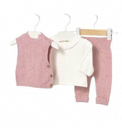 Conjunto 3 piezas tejido, rosado, mayoral