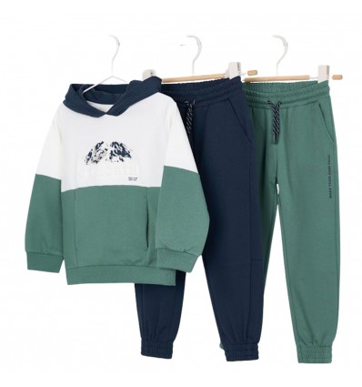 Sudadera con 2 pantalones, verde x azul, mayoral