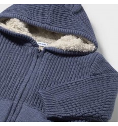 Chaqueta tejida forrada en borrego, azul mayoral