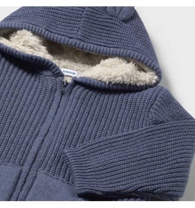 Chaqueta tejida forrada en borrego, azul mayoral