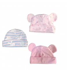 Set x 3 gorros para bebé prematuro corazones