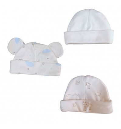 Set x 3 gorros para bebé prematuro luna
