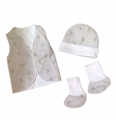 Set de UCI para bebe prematuro osito- Gris