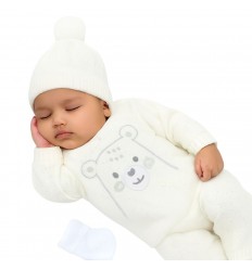 Primera muda tejida verde con blanco