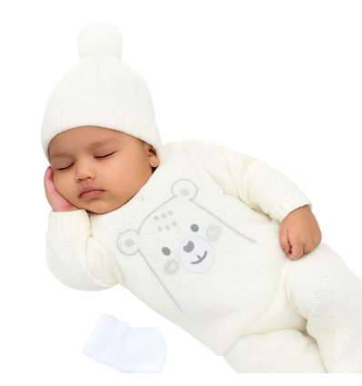 Primera muda tejida verde con blanco