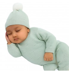 Primera muda tejida verde con blanco