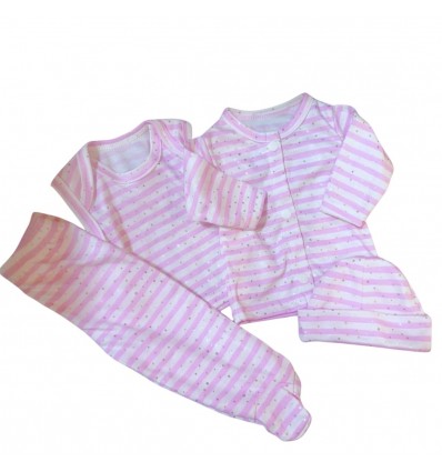 Conjunto para bebé prematuro rayas fucsia