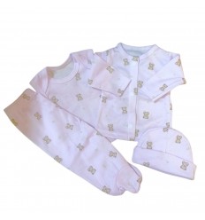 Conjunto para bebé prematuro osos lila
